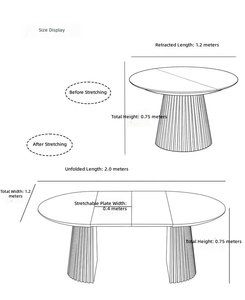 Ensemble de <span class=keywords><strong>table</strong></span> à manger extensible moderne de style farmhouse, ronde à ovale, avec base à piétement rainuré, élégant mobilier familial pour salle à manger - Product Image 5