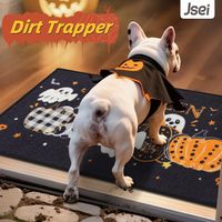 Tapis d'entrée décoratif antidérapant pour Halloween, motif fantômes et citrouilles, à profil bas, lavable, pour les fêtes d'Halloween