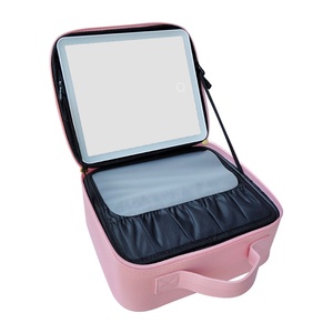 <span class=keywords><strong>Miroir</strong></span> <span class=keywords><strong>de</strong></span> Maquillage Portable Professionnel avec Étui Doublé Serviette, Design Ouvert, LED Intégrée, Rangement Protecteur – Rose, Noir, Blanc - Product Image 5