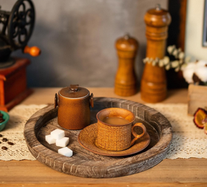 Plateau de rangement moderne en bois massif, biseauté, écologique, couleur brûlée, multifonctionnel, portable, porte-bougie, cuisine, salle de bain, bureau - Product Image 5