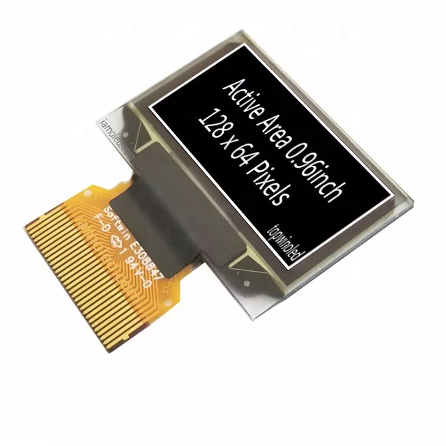 0.96" 0.96 inch 128x64 resolution white colour panel connector type small oled screen small oled display