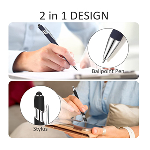 Stylos à bille publicitaires personnalisés en métal avec logo, en aluminium, vente en gros, 2 en 1, stylet tactile en caoutchouc souple - Product Image 4