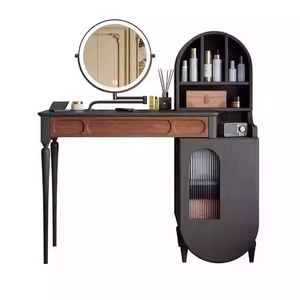 Retro Style <b>Makeup</b> <b>Vanity</b> With Drawer Solid Wood Dressing Table For Bedroom Mini Design - Product Image 5