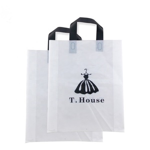 Wholesale Custom White Plastic Bag with Handles Clothing Shoes Packaging Shopping Tote-Bag for Store/Supermarket/Shoppers