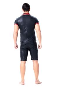 Canotta Aderente da Uomo in Pelle <span class=keywords><strong>Nera</strong></span> PVC Elastica per Feste e Club - T-shirt <span class=keywords><strong>Attillata</strong></span> da Uomo per Dropshipping - Product Image 5