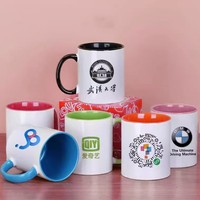 Mug en céramique vierge bicolore pour transfert thermique, revêtement par sublimation, compatible haute température, pour impression couleur intérieure, approvisionnement transfrontalier