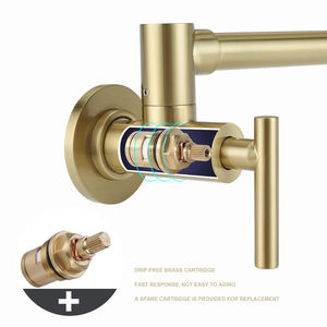 Robinet de <span class=keywords><strong>cuisine</strong></span> mural en laiton brossé doré style américain, à eau froide, pliable - Product Image 5