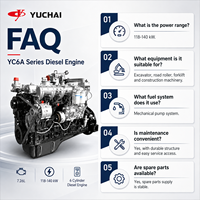 Moteur diesel YUCHAI YC6A190 140 kW 2000 tr/min avec pompe mécanique pour excavatrice, rouleau compresseur, chariot élévateur et engins de construction