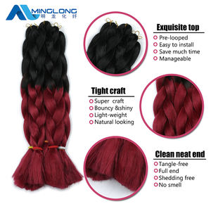 Extensions en vrac <span class=keywords><strong>de</strong></span> cheveux synthétiques Yaki <span class=keywords><strong>de</strong></span> qualité supérieure faciles à tresser pour femme noire synthétique 24 pouces 100g cheveux <span class=keywords><strong>de</strong></span> tresse Jumbo - Product Image 3