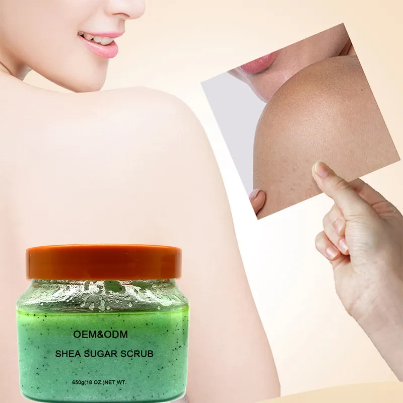 Großhandel individuell 650 g Peeling Sheabutter Zucker Körperpeeling Kokosnuss Lime 18 Unzen