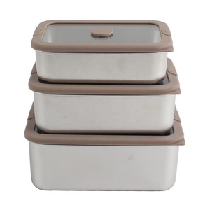 Leak-Proof Nestable Stainless Steel Vacuum Sealed <b>Lunch</b> <b>Boxes</b> with Glass Lid - Product Image 5