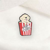 Grappige schattige woordspeling puppy-corn zinklegering pin cartoon golden retriever hond popcorn doos zwart nikkel plating voor broche