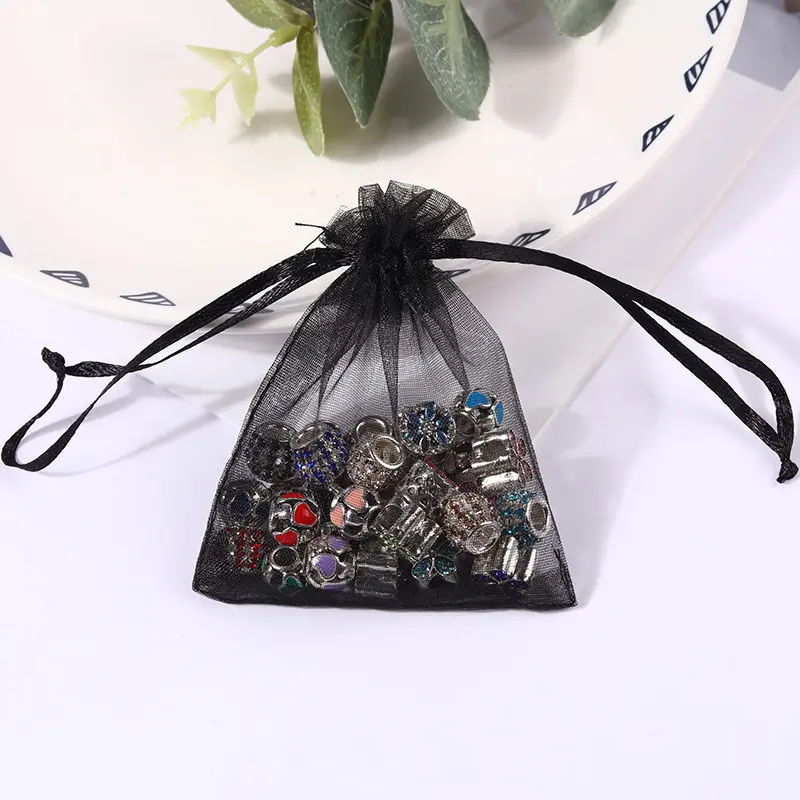 Mehrfarbige Schmuck Kordel zug beutel Net Gift Goody Bags für Badezimmers eifen Makeup Samples Sheer Mesh Bag Custom Logo