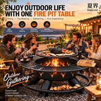 Table de barbecue extérieure en bois de luxe, brasero multifonctionnel pour jardin et patio, ensemble de service à thé