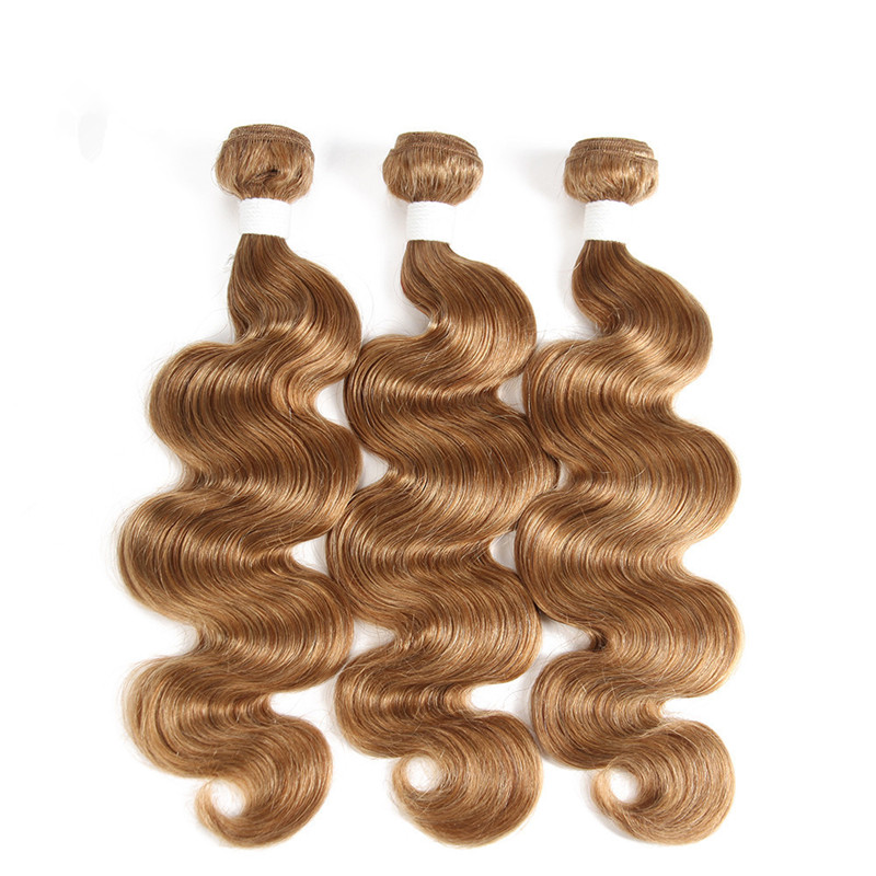 Colored Hair Extension Handtied Hair Weft Blonde Brazilian Color #27 Hair Bundles