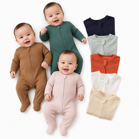 Combinaison pour bébé nouveau-né RTS, automne, 0-3 mois, fermeture éclair bidirectionnelle, pyjama à manches longues, uni, body à pieds