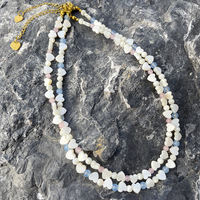 Collier bohème en perles de nacre en forme de cœur, cristal rose, acier inoxydable imperméable pour femmes