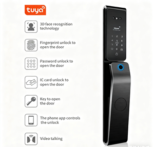 Водонепроницаемый умный дверной замок Tuya с Wi-Fi, 3D распознавание лица, карта отпечатков пальцев, видеодомофон, биометрический цифровой замок - Product Image 4