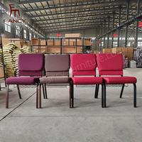 Chaises empilables de luxe personnalisables en tissu de conception chinoise avec pieds en métal – Mobilier commercial durable pour églises et théâtres
