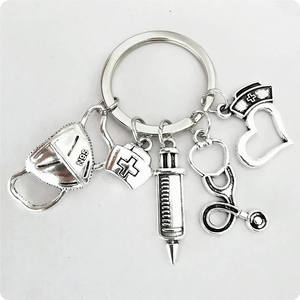 Gran oferta jeringa estetoscopio llaveros Doctor enfermera médico enfermería accesorios llavero Doctor llavero - Product Image 1