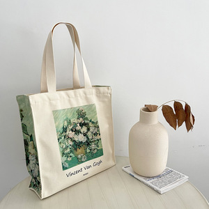 Bolsa <span class=keywords><strong>de</strong></span> Lona <span class=keywords><strong>de</strong></span> Algodón Orgánico <span class=keywords><strong>de</strong></span> Alta Calidad al por Mayor con Diseño <span class=keywords><strong>de</strong></span> <span class=keywords><strong>Rosas</strong></span> y Cierre <span class=keywords><strong>de</strong></span> Cremallera, Inspirada en Vincent <span class=keywords><strong>Van</strong></span> <span class=keywords><strong>Gogh</strong></span> - Product Image 4