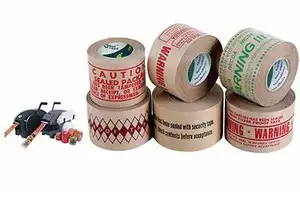 Logo Print Reinforced Brown Water Activated Fiberglass Kraft Paper Adhesive Tape For Carton Packing