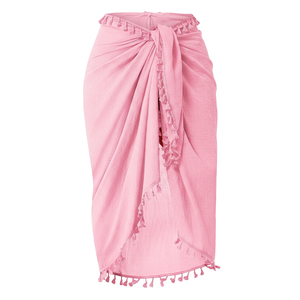 Women's Knitted Maxi Bikini Cover-Up Sarong Sheer <b>Wrap</b> <b>Beach</b> Skirt with Adjustable Waist for Resort Vacation - Product Image 1