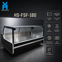 Vitrine réfrigérée Unitech HS-FSF-180 pour charcuterie, vitre droite, refroidissement par air, thermostat réglable, 400L, 2-8°C, vitrine à viande