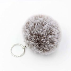 Toptan renkli Pom Pom Faux kürk topu ponpon anahtarlık Frost kişilik ponpon peluş kızlar için anahtar zincirleri kadın çantası charms - Product Image 2