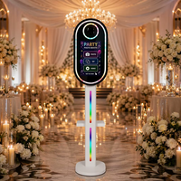 Cabina de Fotos con Espejo Mágico Ovalado, Compatible con Cámara e Impresora, Marco LED, Pantalla Táctil, Espejo para Selfies