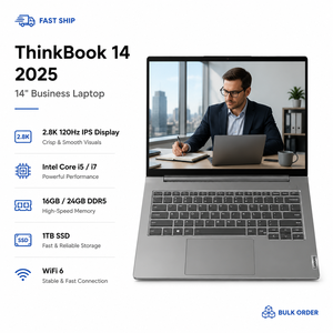 โน้ตบุ๊ก Lenovo ThinkBook 14 2025 ขนาด 14 นิ้ว หน้าจอ 2.8K 120Hz IPS ซีพียู Core i5 รุ่นที่ 7 แรม 16GB/24GB DDR5  ฮาร์ดดิสก์ SSD 1TB รองรับ WiFi 6 เหมาะสำหรับธุรกิจและสำนักงาน - Product Image 1