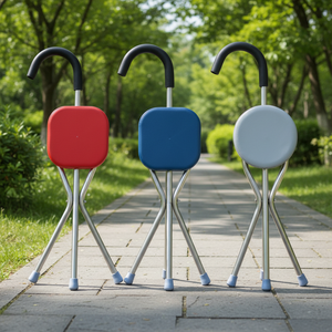 Bastón Plegable de 3 Patas con Asiento, Ligero, de Acero Inoxidable, Tipo Trípode, <span class=keywords><strong>para</strong></span> Personas Mayores - Product Image 1