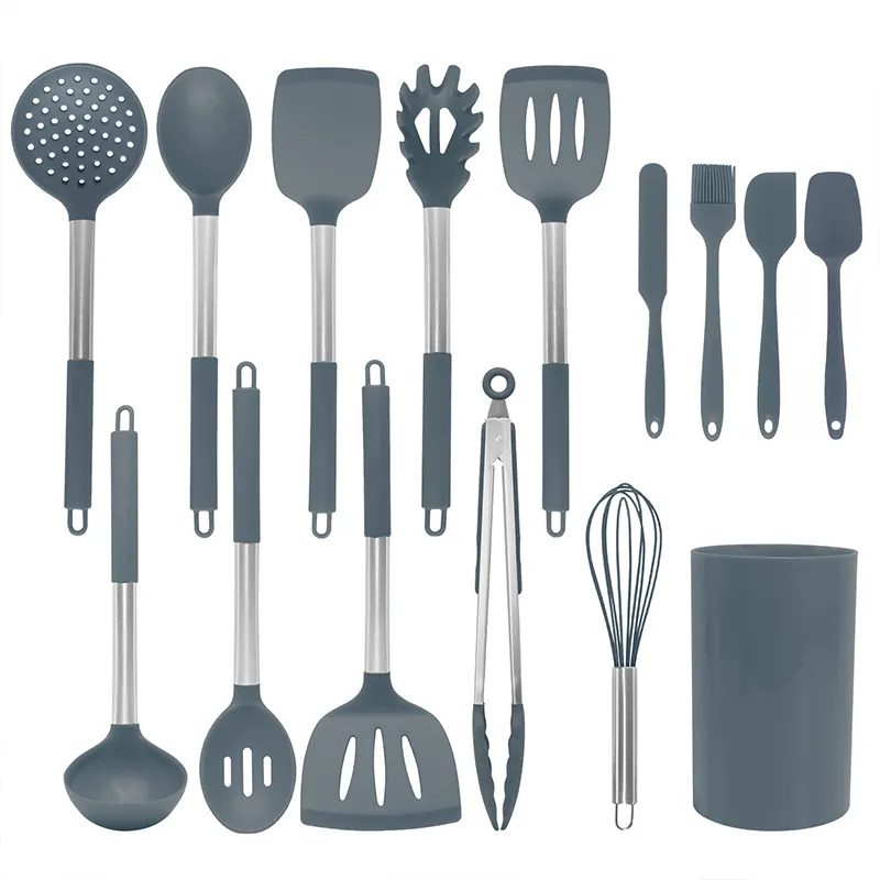 Conjunto de utensílios de cozinha em 1, conjunto de 15 peças de utensílios de cozinha com alça de aço inoxidável
