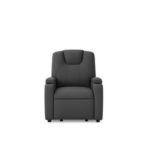 Dark <b>Grey</b> Recliner Chair 100% Polyester Manual Reclining Metal <b>Frame</b> Living Room Furniture - Product Image 1