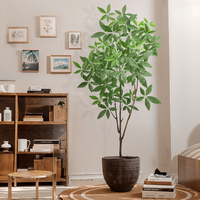 Plante artificielle arbre d'argent Simulation grandes feuilles vertes décoration de la maison en plastique en pot paysage bionique plante arbre de fortune