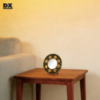 Miroir mural rond artisanal DX DESIGNS en feuille d'or verte, miroir décoratif vintage marocain pour salon et entrée