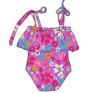 Traje de Baño Personalizado para Bebé, Estilo Hawaiano, con Tirantes Ajustables, de Poliéster/Nailon, Talla Grande - Product Image 2