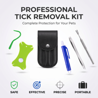 Kit de suppression des tiques 6-en-1, pinces en acier inoxydable et crochets pour tiques avec étui en cuir pour chiens, chats et humains