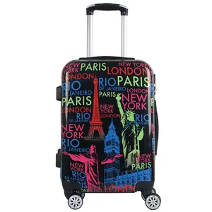 时尚高品质定制标志行李箱大容量耐磨ABS + 电脑旅行行李箱定制图案复古行李箱