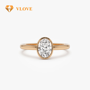 Bague en or 14 carats avec <span class=keywords><strong>diamant</strong></span> de laboratoire personnalisé de 5 carats, coupe ovale, taille 6.5, bague de fiançailles - Product Image 2