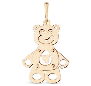 Bijoux exclusifs OEM ODM Pendentif ours unique et élégant Collier ours en or blanc rose massif 14K avec zircon cubique - Product Image 1