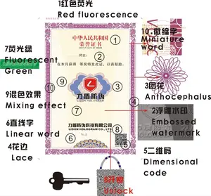 China directly factory Customized a4 security paper with watermark Red fluorescence for certificate