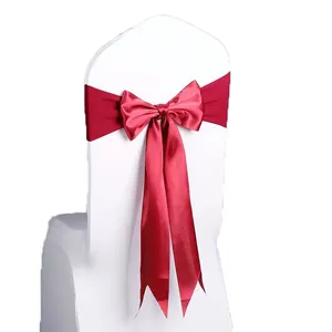 Reusable Decorative Ribbon bows Satin Chair Cover Sashes for Wedding Party Dining events