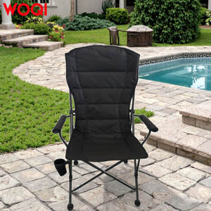 WOQI chaise de pêche en fer pliable moderne porte-gobelet stockage d'appâts accoudoirs rembourrés base étanche meubles d'extérieur pour jetée - Product Image 6