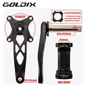 GOLDIX Pédalier de vélo haute résistance en alliage d'aluminium forgé 104BCD, plateaux étroits-larges 38T, longueur 170mm pour VTT - Product Image 5