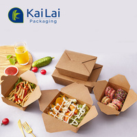 Emballage alimentaire en papier à emporter biodégradable de haute qualité Récipient kraft Boîte à emporter jetable rapide en gros