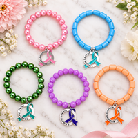 Bracelet Ruban de Sensibilisation aux Maladies : Cancer du Sein, Paralysie Cérébrale, Fibromyalgie, Maladie d'Alzheimer, Multiple Sclérose - Bijoux Ruban