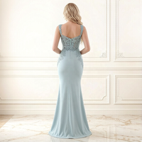 Nouvelle arrivée, robe de soirée haut de gamme à taille cintrée, en satin, avec strass floraux, fente haute, pour banquet, fête