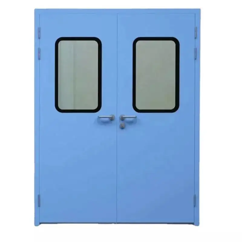 Portes en verre d'hôpital armoire en acier inoxydable porte à double feuille en métal pour chambre propre chambre d'hospitalisation