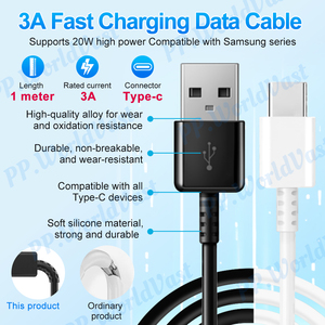 Meilleure vente 1M USB-A Type-C câble de données de charge rapide 3A chargeur Super vitesse pour Samsung A23 <span class=keywords><strong>A70</strong></span> Compatible écouteur feuille - Product Image 4